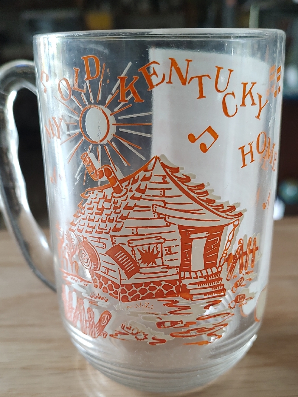 Glass Mug Vintage Orange Screenprint - Kentucky Cabin Design